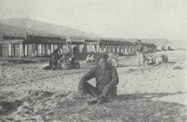 AUTHOR'S CARAVAN FOUR DAYS FROM JOURNEY'S END

And a snapshot of the bridge said by Chinese "to be possessed of a
demon!"— because it ate up so much money in public subscription, and yet
was never in repair!