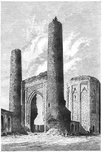 Ru&iuml;nen van de Mastsjed djoema te Narshivan.