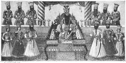 Fath-Ali Sh&acirc;h en zijne zonen. (Blz 211.)