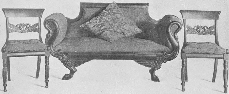 COLONIAL CHAIRS AND SOFA (BELONGING TO MRS. RUTH MCENERY
STUART)