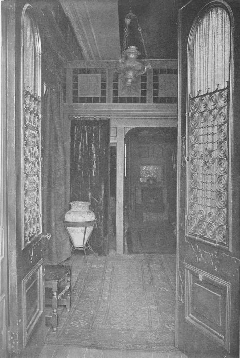 HALL IN CITY HOUSE SHOWING EFFECT OF STAIRCASE DIVIDED
AND TURNED TO REAR