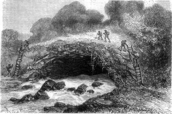 "THE REPUTED GOLD-BEARING RIVER OR OUITUBAMBA ROLLED FROM ITS TUNNEL."&mdash;P. 42.