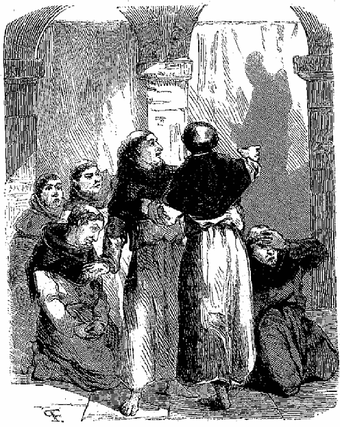 Lorsqu'ils virent sur les
rideaux la grand Ombre de l'abb&eacute;...