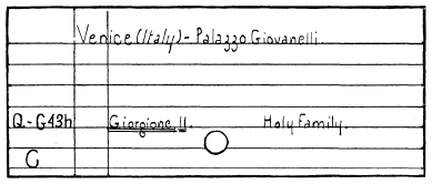 Painting card; gallery, with authors and titles of
works.