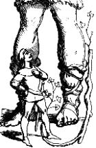 [Illustration:
               Jack measureth with the Legs of a Giant]