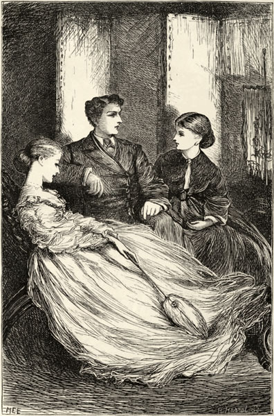 Harry sat between them, like a sheep
      as he was, very meekly.