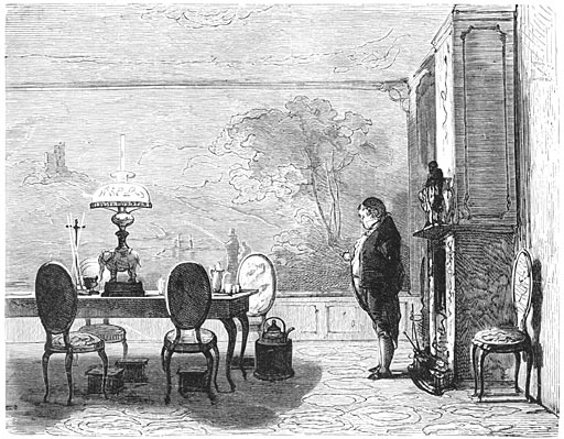 ....Mijn deftige oom, die met den rug naar &rsquo;t vuur gekeerd....