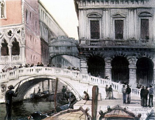 THE PONTE OF PAGLIA AND THE BRIDGE OF SIGHS, WITH A
CORNER OF THE DOGES' PALACE AND THE PRISON