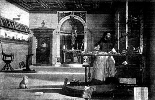 S. JEROME IN HIS CELL FROM THE PAINTING BY CARPACCIO
At S. Giorgio dei Schiavoni