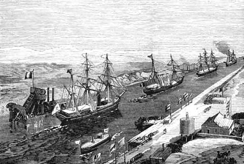 OPENING THE SUEZ CANAL&mdash;PROCESSION OF SHIPS.
