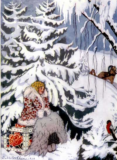 There she was, a good fur cloak about her shoulders and costly blankets
round her feet.