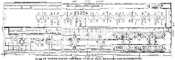 58TH ST. POWER HOUSE&mdash;GENERAL PLAN OF COAL BUNKERS AND
ECONOMIZERS.