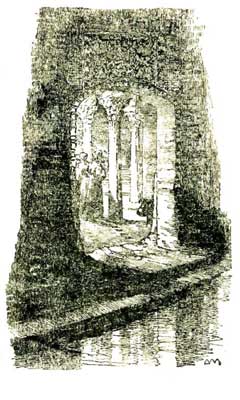 By garden porches on the brim, The costly doors flung
open wide.