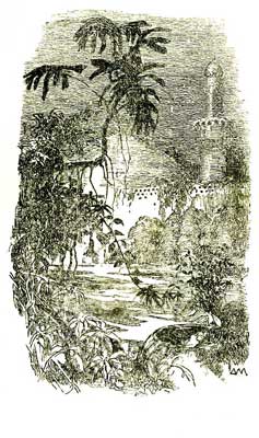 All round about the fragrant marge, From fluted vase and
brazen urn, In order, Eastern flowers large.