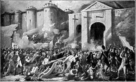 STORMING OF THE BASTILLE
PRISON IN PARIS

An event in the French Revolution which marked
the ending of the old autocratic order.