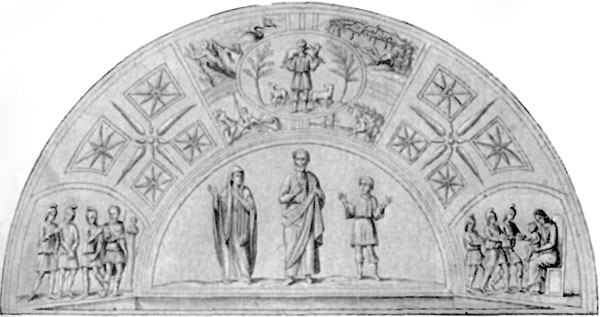 FIG. 18.&mdash;CATACOMB FRESCO. CRYPT OF S. CECILIA. THIRD
CENTURY.
