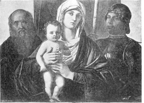 FIG. 35.&mdash;GIOVANNI BELLINI. MADONNA OF SS. GEORGE AND
PAUL. VENICE ACAD.