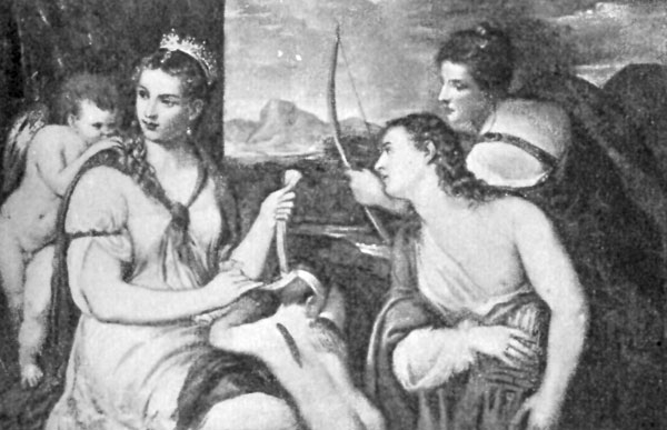 FIG. 48.&mdash;TITIAN. VENUS EQUIPPING CUPID. BORGHESE PAL.,
ROME.