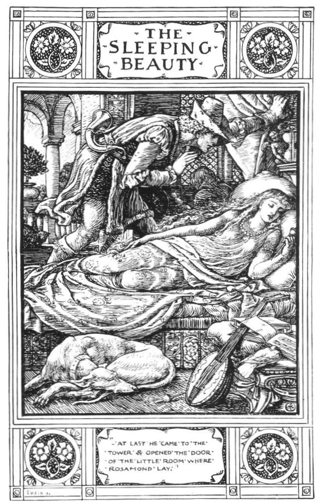 THE SLEEPING BEAUTY "&mdash;AT LAST HE CAME TO THE TOWER & OPENED THE DOOR OF THE LITTLE ROOM WHERE ROSAMOND LAY."