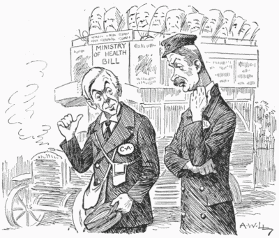 THE OVERLOADED OMNIBUS.
Conductor ADDISON (to Driver LAW). "WHAT, YOU CAN'T GET 'OME BY CHRISTMAS WITH ALL THEM PASSENGERS ON TOP? WELL, WHY DIDN'T YOU TELL ME BEFORE I TOOK 'EM ON?"