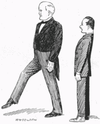 STEPS TOWARD EFFICIENCY.
Horace, the Butler (MR. C. V. FRANCE) lengthens his stride in obedience to
Alexander Y. Hedge (MR. DONALD CALTHROP).