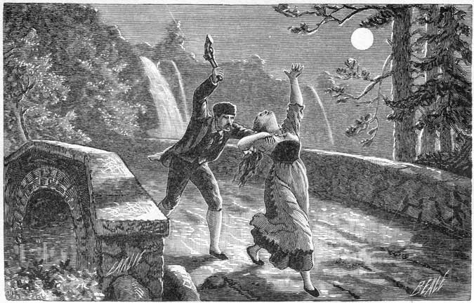 She fell lifeless at the feet of the madman who
had slain her.