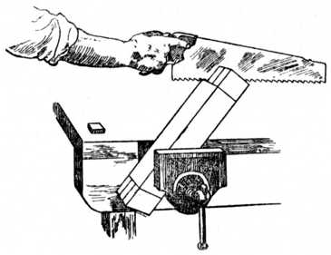 Fig. 180.&mdash;Second Operation in Sawing Tenons.