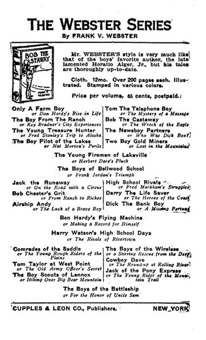 Ad for The Webster Series of books