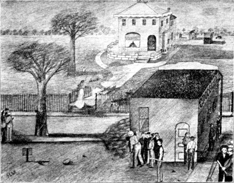 Snatching a walking stick from a bystander and tearing a
sleeve from her dress, she made a flag of truce and mounted the steps of
the gate." (188-189.)