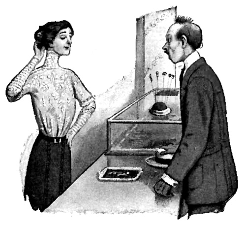 "THE INSCRUTABLE SMILE OF A SALESLADY WOULD MAKE MONA
LISA SEEM A MERE AMATEUR"