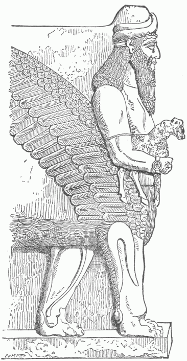 26.&mdash;WINGED LION WITH HUMAN HEAD. (Perrot and Chipiez.)