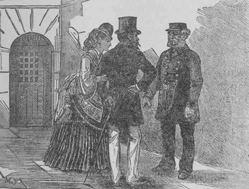 VISITORS AT NEWGATE STANDING OVER THE BURYING-VAULT DOOR
LEADING TO THE BLACK-MARIA.