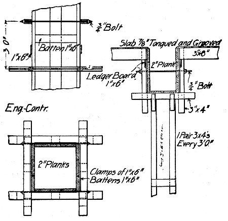 Fig. 238.&mdash;Column and Floor Forms for Four-Story Garage.