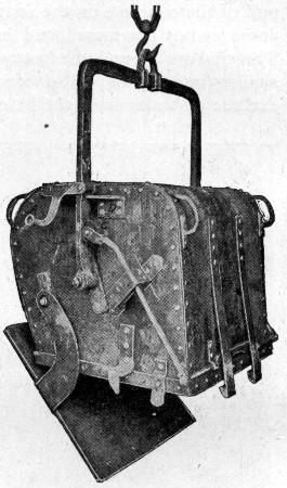 Fig. 28.&mdash;Cyclopean Bucket for Depositing Concrete Under
Water (Open Position).