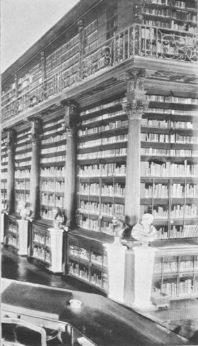 Fig. 122. Bookcases in the Biblioth&egrave;que Mazarine, Paris. From a photograph by Dujardin, 1898.