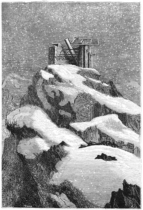 &raquo;Daar stond de vervaarlijke telescoop.” (Bladz. 95.)