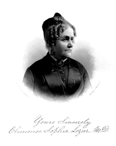 Clemence Sophia Lozier (with handwritten text "Yours
Sincerely, Clemence Sophia Lozier, M.D.")