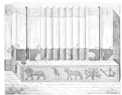 Fig. 101.&mdash;Decoration of one of the harem gates, at
Khorsabad; compiled from Place.