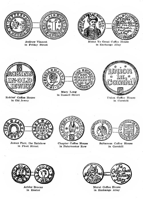 PLATE 1&mdash;COFFEE-HOUSE KEEPERS' TOKENS OF THE 17TH CENTURY