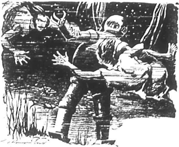 The two shark-faced creatures were dragging at my arms
and legs.