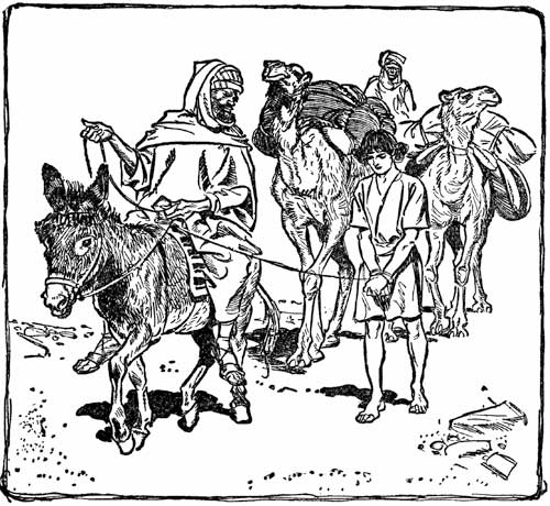 He was tied to the saddle of the man who had bought
him.