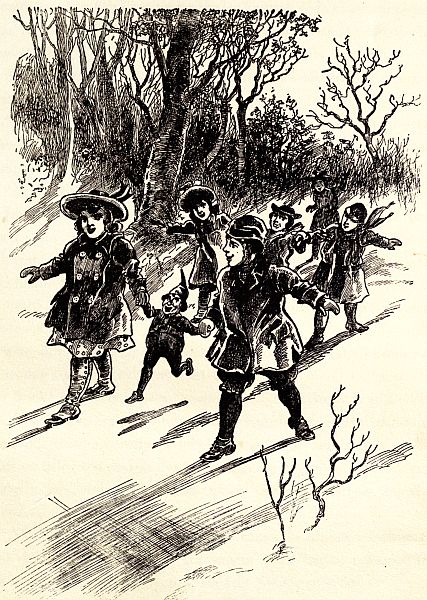 The two little children felt themselves floating along&mdash;with Brownie between them&mdash;Page 64