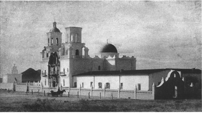 The Mission of the San Xavier at Tucson, Arizona, one of
the most ancient in the New World, has an almost Oriental aspect