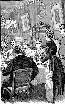 Frontispiece. "Ruth advanced to the table, and with trembling hands put her full glass down."&mdash;Page 4.