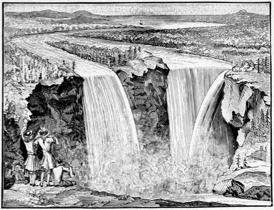 First Picture of Niagara, by Father
    Hennepin—1697.