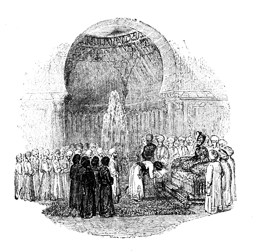 The Wezeer presenting the letter to Sh&aacute;h-Zem&aacute;n