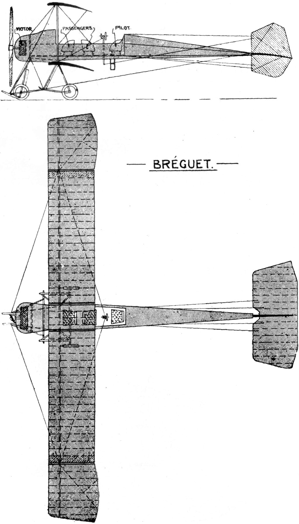 BR&Eacute;GUET. 1912-13, G3 type 3-seater military. Uniform Aeroplane Scale
