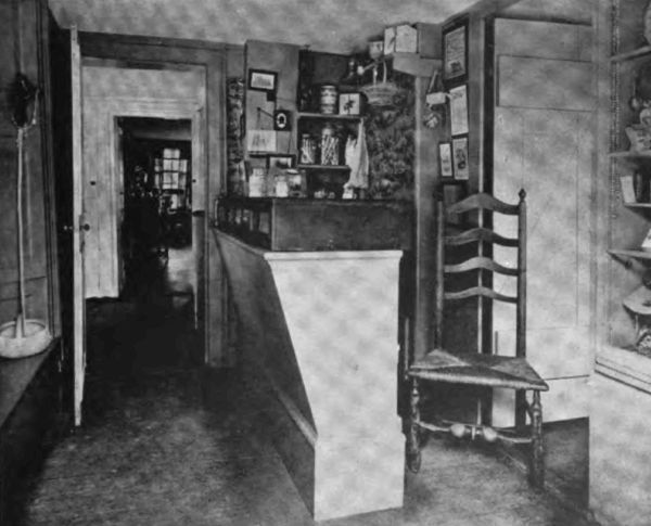 Plate VI.&mdash;Hallway, House of the Seven Gables; Hepzibah's Shop, House of the Seven Gables.