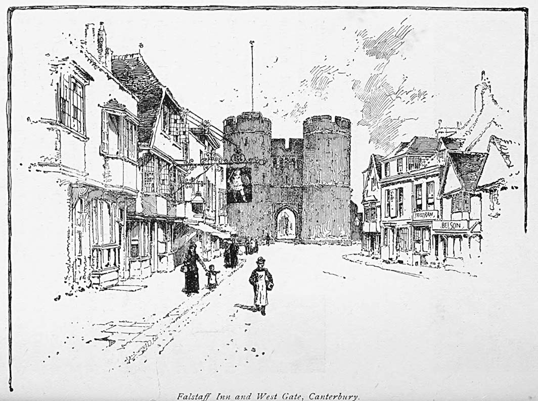 Falstaff Inn and West Gate, Canterbury.
