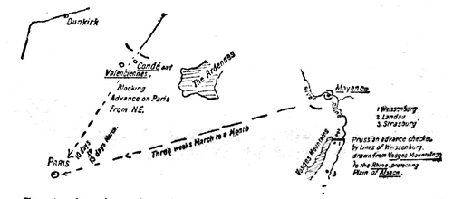 Strategic situation in early summer of 1793. Mayence
besieged, Condé and Valenciennes about to be besieged. Conditions of the
double advance on Paris.